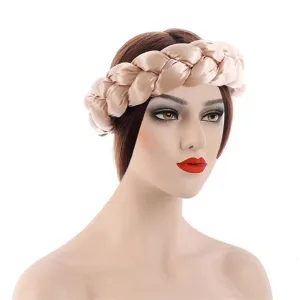 Cobric Satin Twist Braids Hair Tie Headbands For Women Hair Accessories Elastic Hair bands Ladies Turban Bandage Headwear color 1751