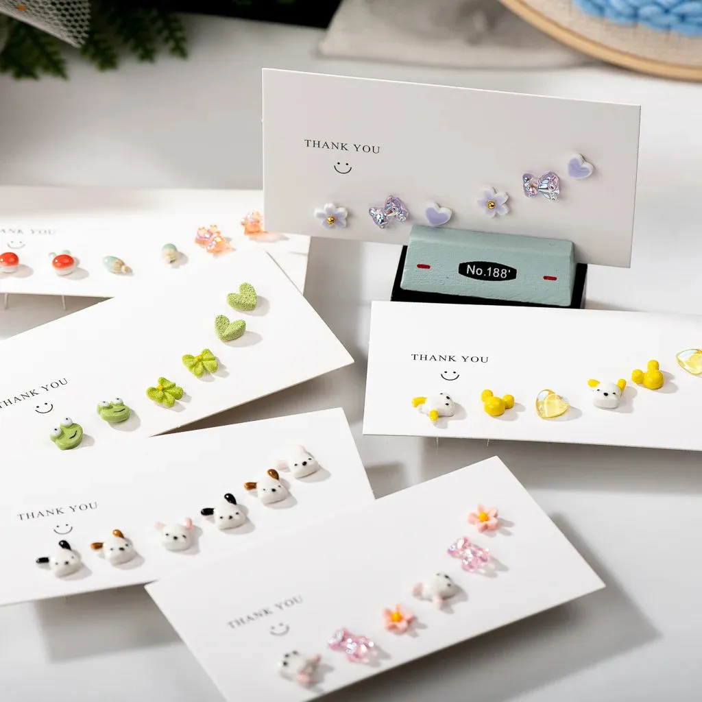 Color Cute cartoon animals Earrings Set Ceramic Stud Earrings