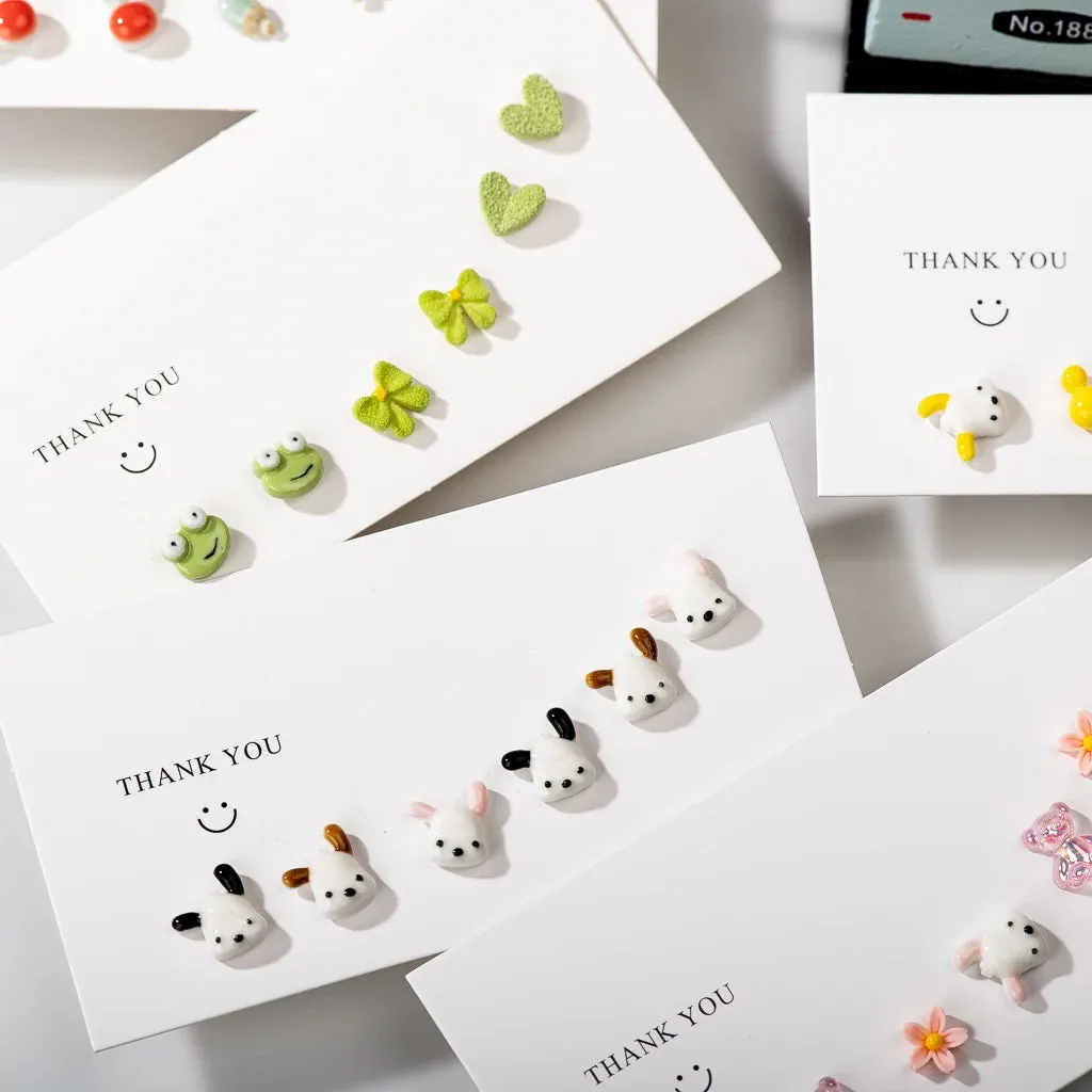Color Cute cartoon animals Earrings Set Ceramic Stud Earrings