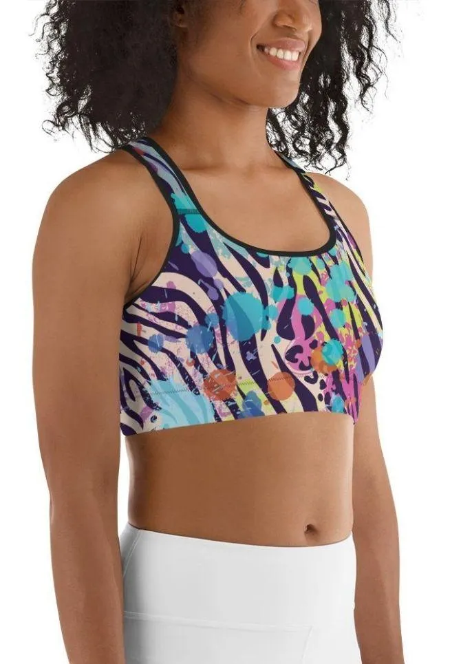 Colorful Animal Print Symbiosis Sports Bra