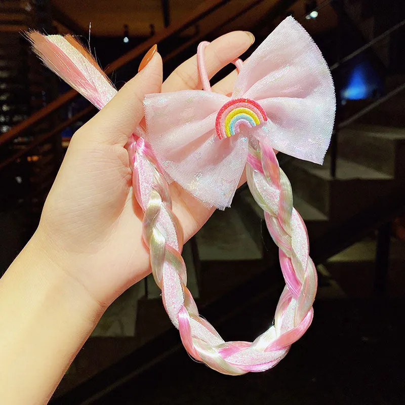Colorful Braid Headband Kids Ponytail Holder Rubber