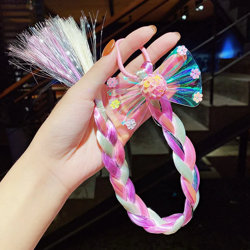 Colorful Braid Headband Kids Ponytail Holder Rubber