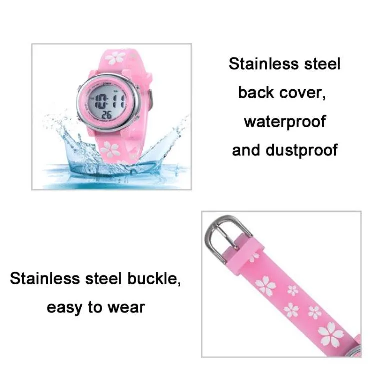 Colorful Children's LED Cartoon Watch with Cherry Blossom Design - A380-86195 Waterproof Time Recognition