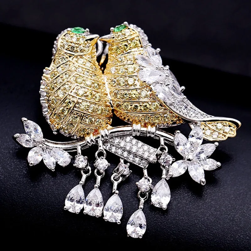 Colorful Cubic Zirconium Oxide  Copper Micro Brooch Women
