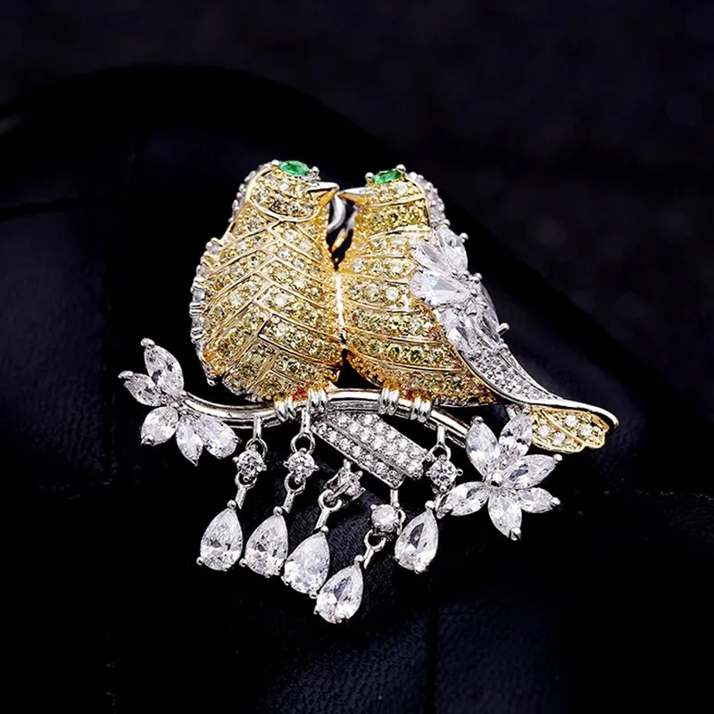Colorful Cubic Zirconium Oxide  Copper Micro Brooch Women