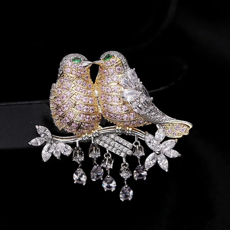 Colorful Cubic Zirconium Oxide  Copper Micro Brooch Women