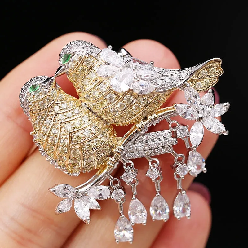 Colorful Cubic Zirconium Oxide  Copper Micro Brooch Women