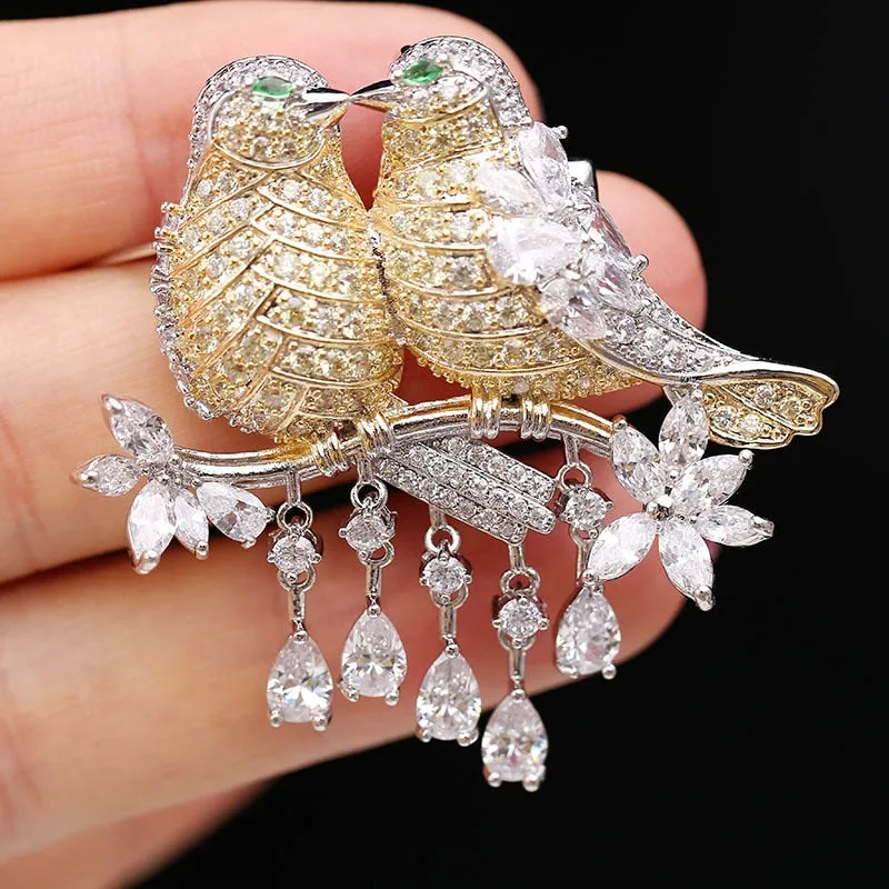Colorful Cubic Zirconium Oxide  Copper Micro Brooch Women
