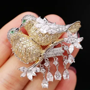 Colorful Cubic Zirconium Oxide  Copper Micro Brooch Women