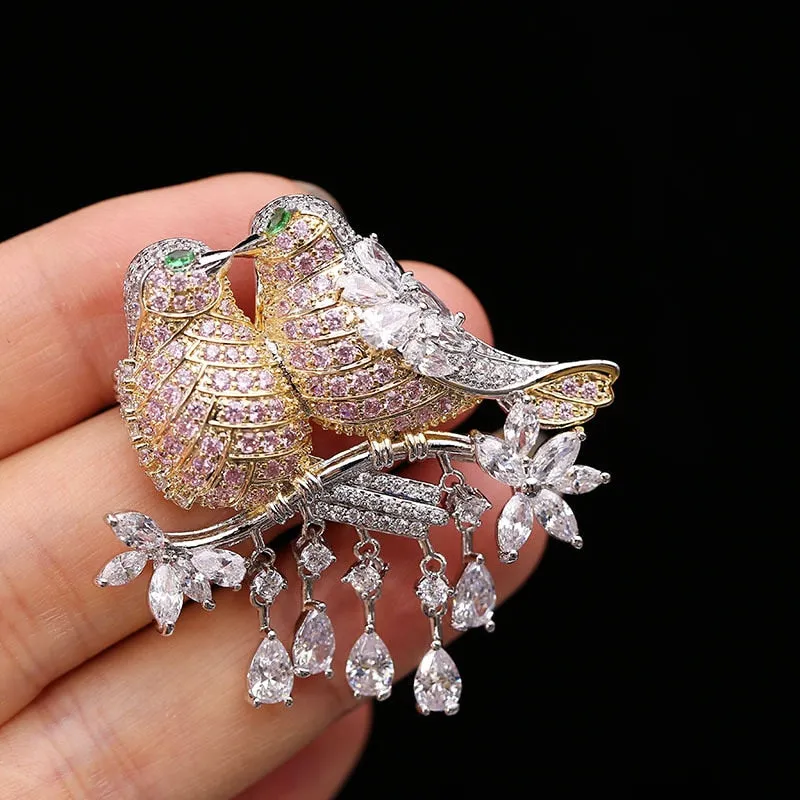 Colorful Cubic Zirconium Oxide  Copper Micro Brooch Women