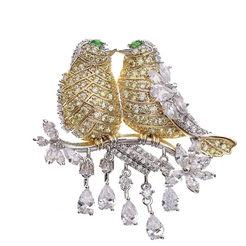 Colorful Cubic Zirconium Oxide  Copper Micro Brooch Women