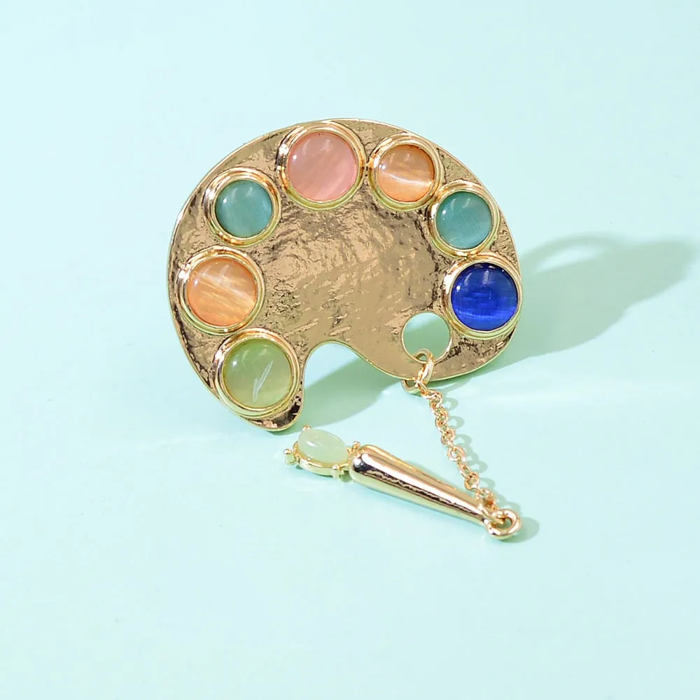 Colorful Opal Brooches Metal Pendant Jewelry