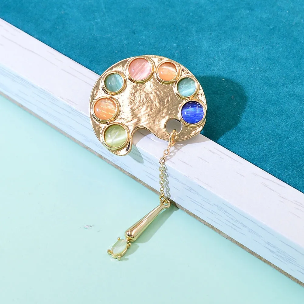 Colorful Opal Brooches Metal Pendant Jewelry