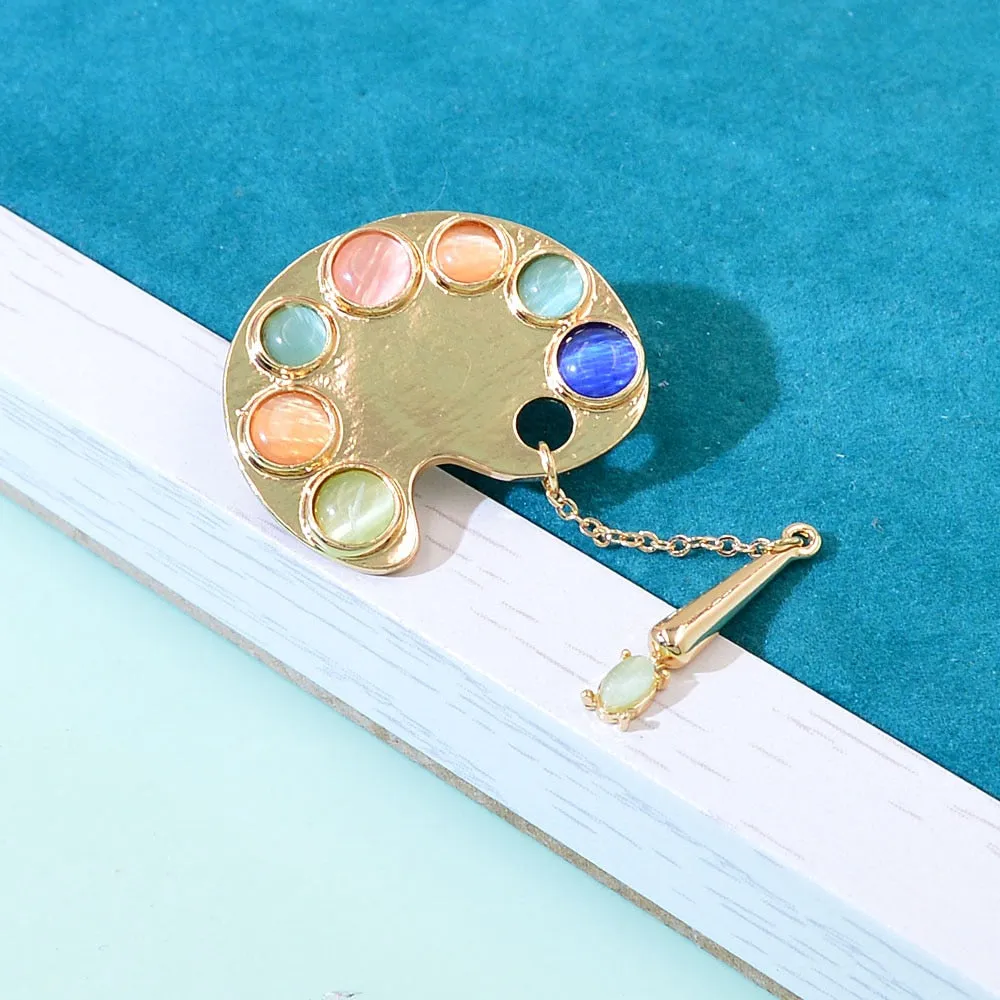 Colorful Opal Brooches Metal Pendant Jewelry