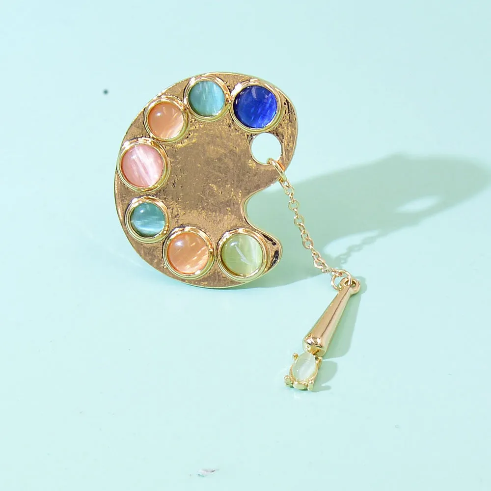 Colorful Opal Brooches Metal Pendant Jewelry