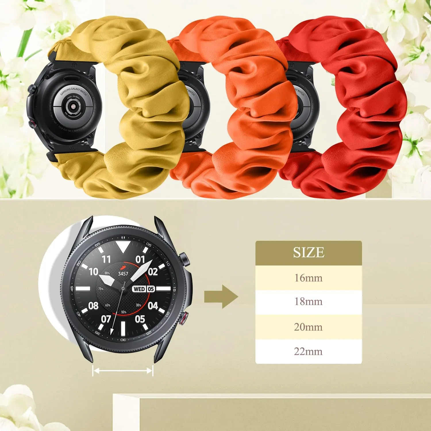 Compatible with 16mm 18mm 20mm 22mm Watch Bands,Soft Cute Printed Elastic Cloth Wristband Quick Release Band Scrunchie Wristbands Replacement for Women