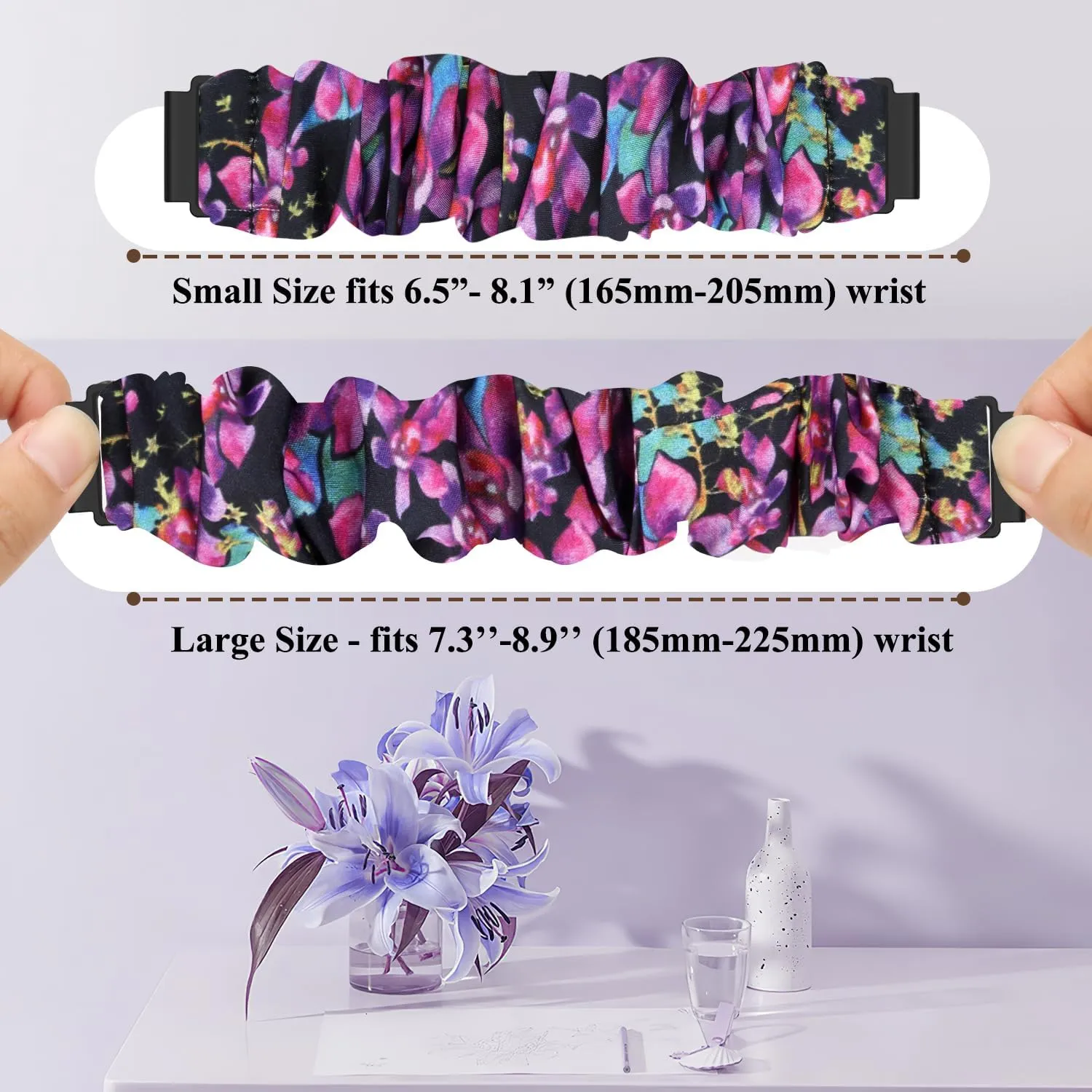 Compatible with 16mm 18mm 20mm 22mm Watch Bands,Soft Cute Printed Elastic Cloth Wristband Quick Release Band Scrunchie Wristbands Replacement for Women