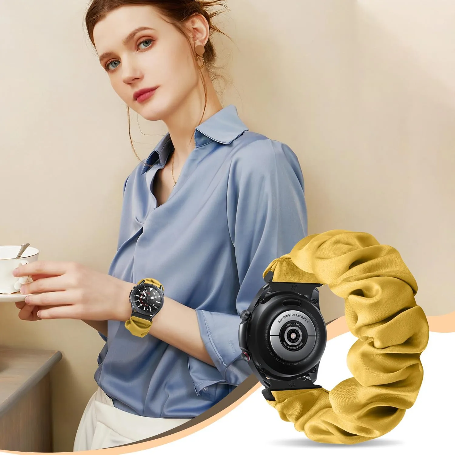 Compatible with 16mm 18mm 20mm 22mm Watch Bands,Soft Cute Printed Elastic Cloth Wristband Quick Release Band Scrunchie Wristbands Replacement for Women