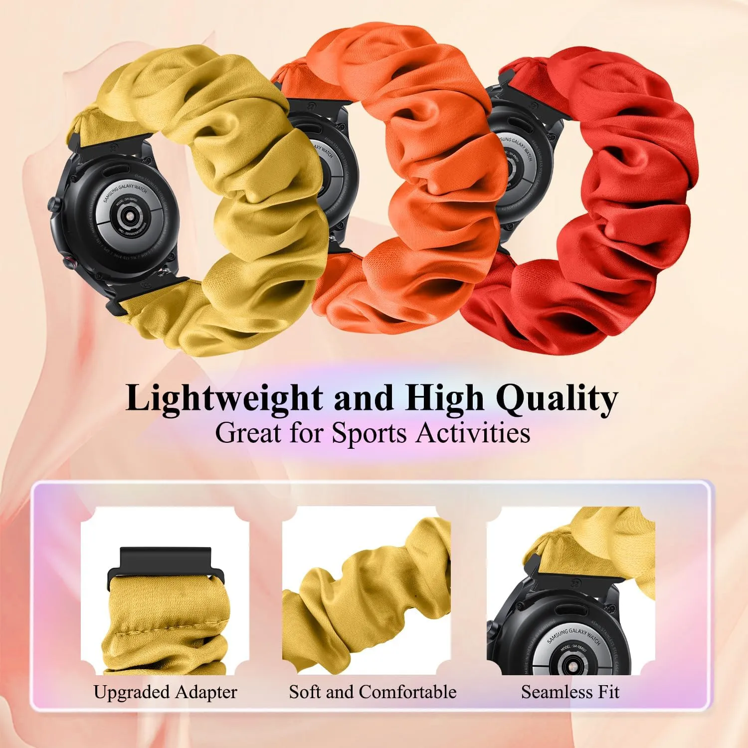Compatible with 16mm 18mm 20mm 22mm Watch Bands,Soft Cute Printed Elastic Cloth Wristband Quick Release Band Scrunchie Wristbands Replacement for Women