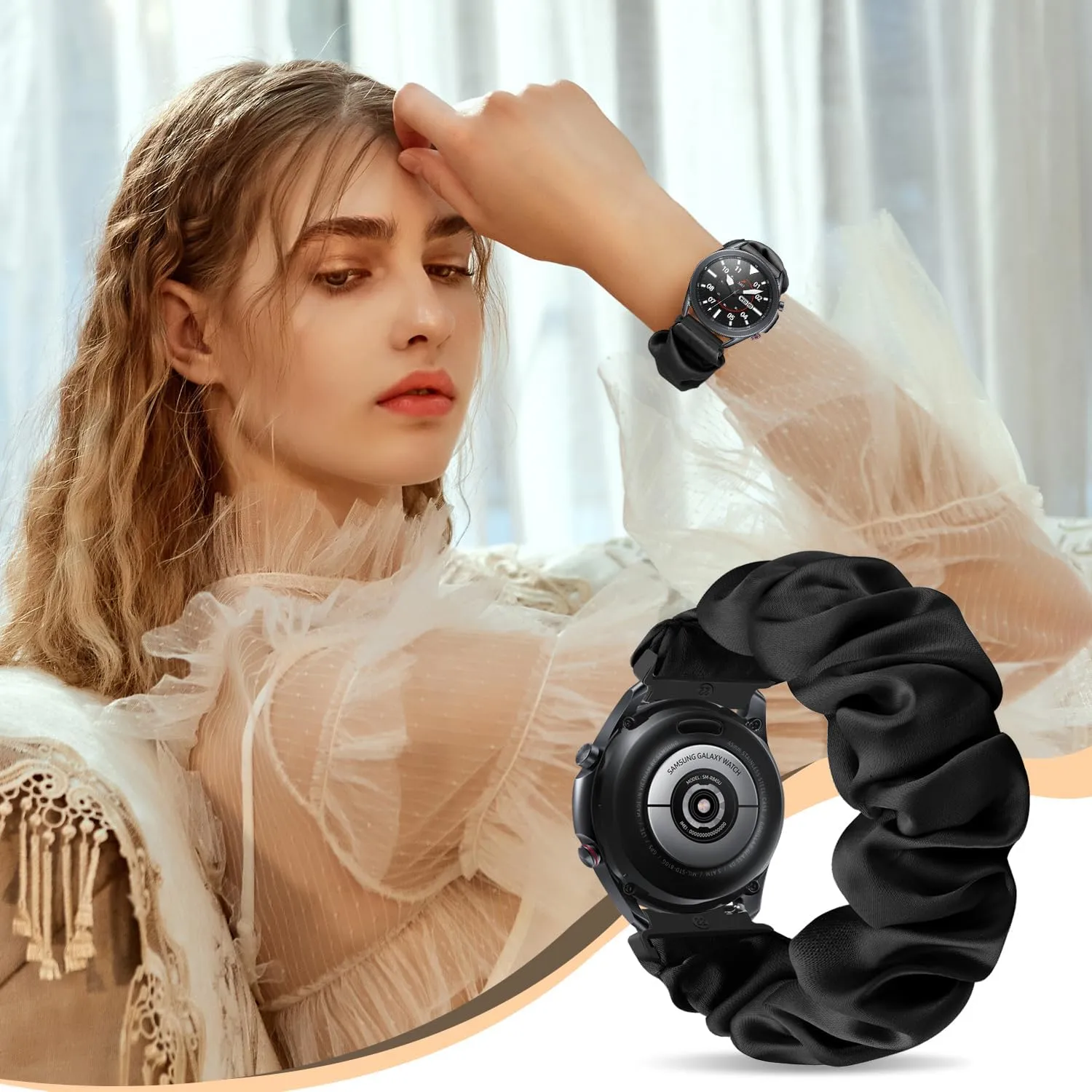 Compatible with 16mm 18mm 20mm 22mm Watch Bands,Soft Cute Printed Elastic Cloth Wristband Quick Release Band Scrunchie Wristbands Replacement for Women