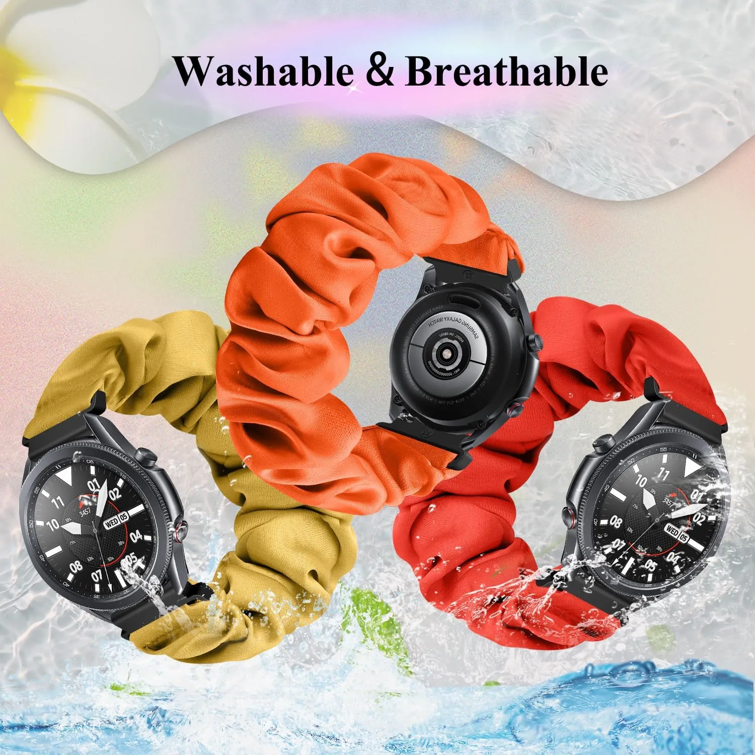 Compatible with 16mm 18mm 20mm 22mm Watch Bands,Soft Cute Printed Elastic Cloth Wristband Quick Release Band Scrunchie Wristbands Replacement for Women