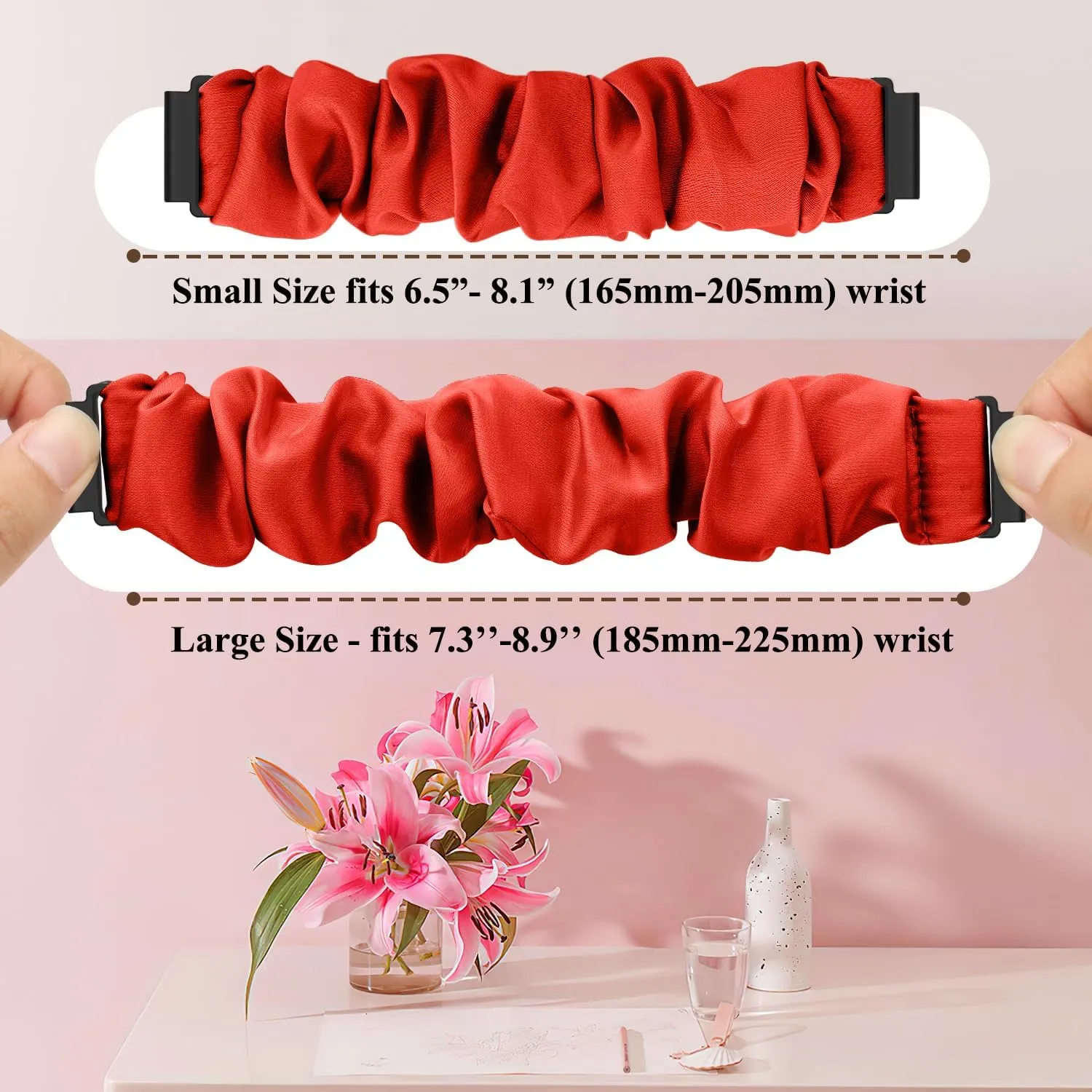 Compatible with 16mm 18mm 20mm 22mm Watch Bands,Soft Cute Printed Elastic Cloth Wristband Quick Release Band Scrunchie Wristbands Replacement for Women