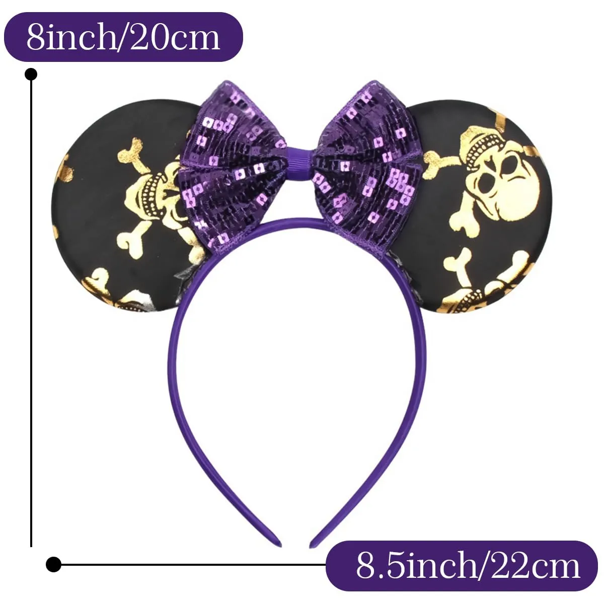 CONERY Halloween Mouse Ear Headband Purple Sequin Bow Hair Hoop Ghost Hair band Hair Accessories for Halloween Decorations Party Supplies Headwear for Women Girls