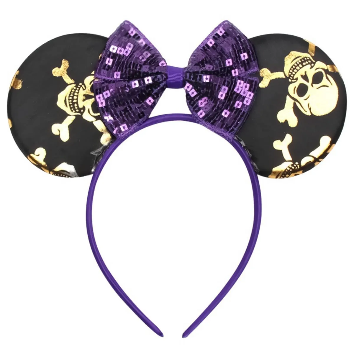 CONERY Halloween Mouse Ear Headband Purple Sequin Bow Hair Hoop Ghost Hair band Hair Accessories for Halloween Decorations Party Supplies Headwear for Women Girls