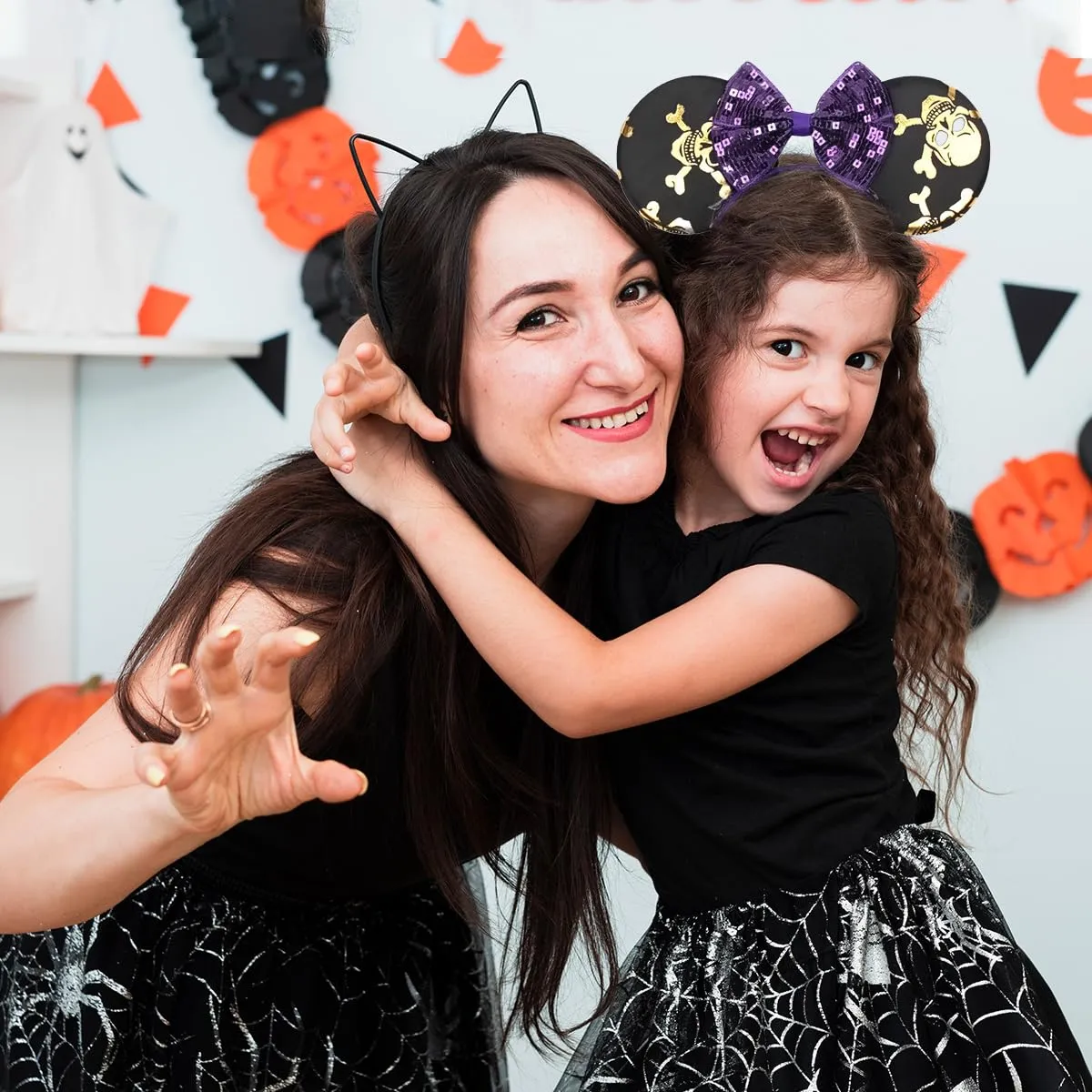 CONERY Halloween Mouse Ear Headband Purple Sequin Bow Hair Hoop Ghost Hair band Hair Accessories for Halloween Decorations Party Supplies Headwear for Women Girls