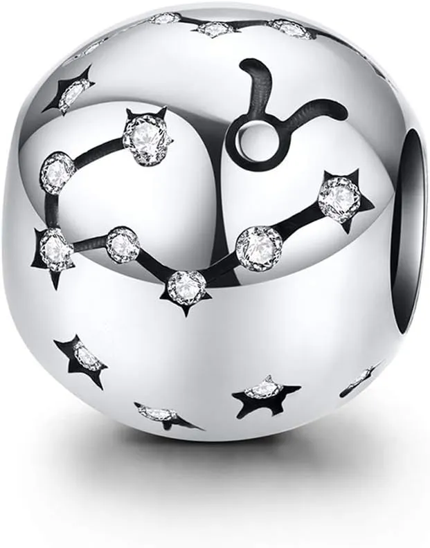 Constellation Charm 925 Sterling Silver Birthday Anniversary Birthstone Family Letter DIY Love Faith Charm for Pandora Charm Bracelet