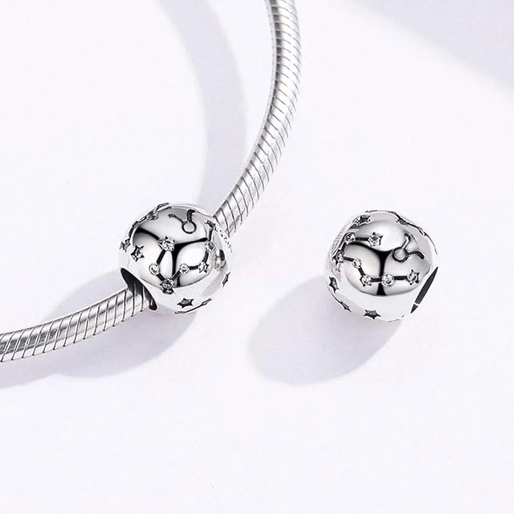 Constellation Charm 925 Sterling Silver Birthday Anniversary Birthstone Family Letter DIY Love Faith Charm for Pandora Charm Bracelet