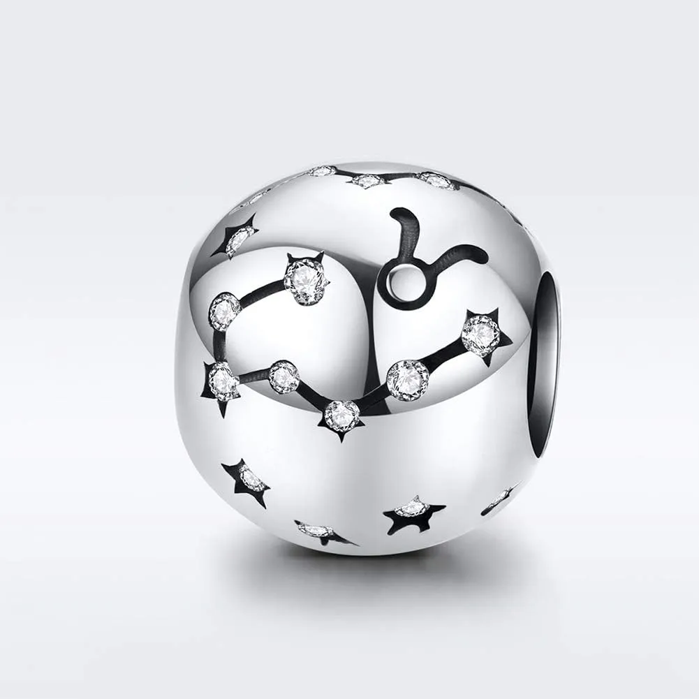 Constellation Charm 925 Sterling Silver Birthday Anniversary Birthstone Family Letter DIY Love Faith Charm for Pandora Charm Bracelet