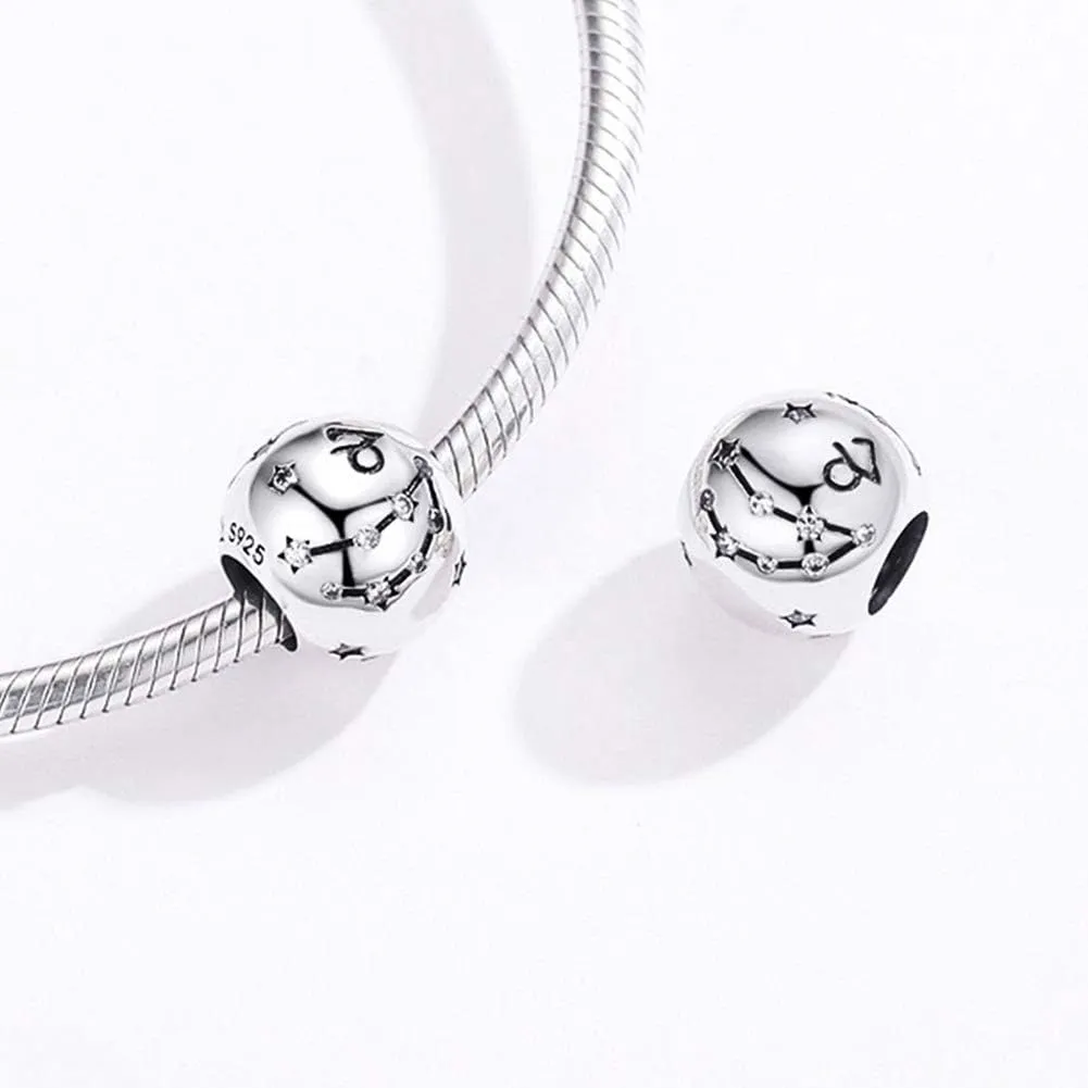 Constellation Charm 925 Sterling Silver Birthday Anniversary Birthstone Family Letter DIY Love Faith Charm for Pandora Charm Bracelet