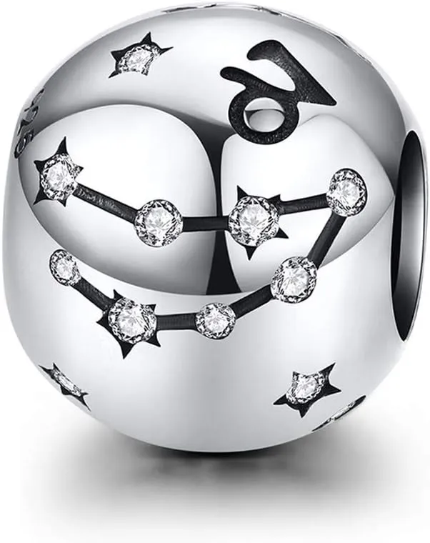 Constellation Charm 925 Sterling Silver Birthday Anniversary Birthstone Family Letter DIY Love Faith Charm for Pandora Charm Bracelet