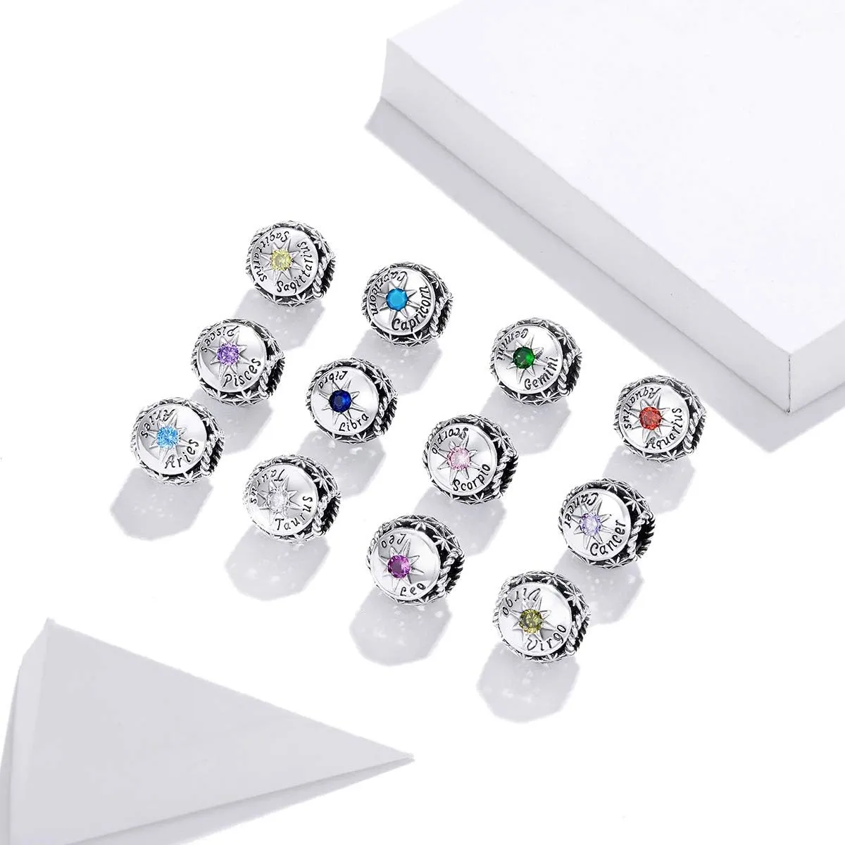 Constellation Charm 925 Sterling Silver Birthstone Anniversary Love Letter Family Christmas DIY Lucky Charm for Pandora Charm Bracelet