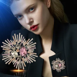 Copper Cubic Zirconia Brooch Women