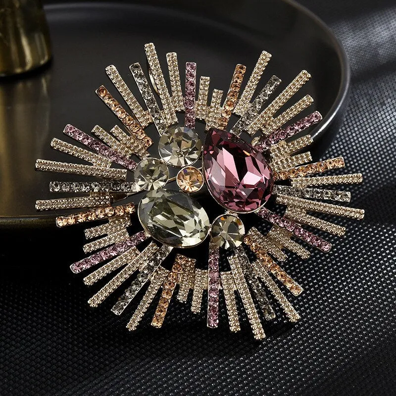 Copper Cubic Zirconia Brooch Women