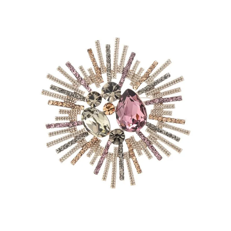 Copper Cubic Zirconia Brooch Women