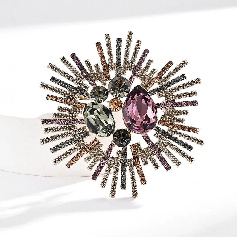 Copper Cubic Zirconia Brooch Women