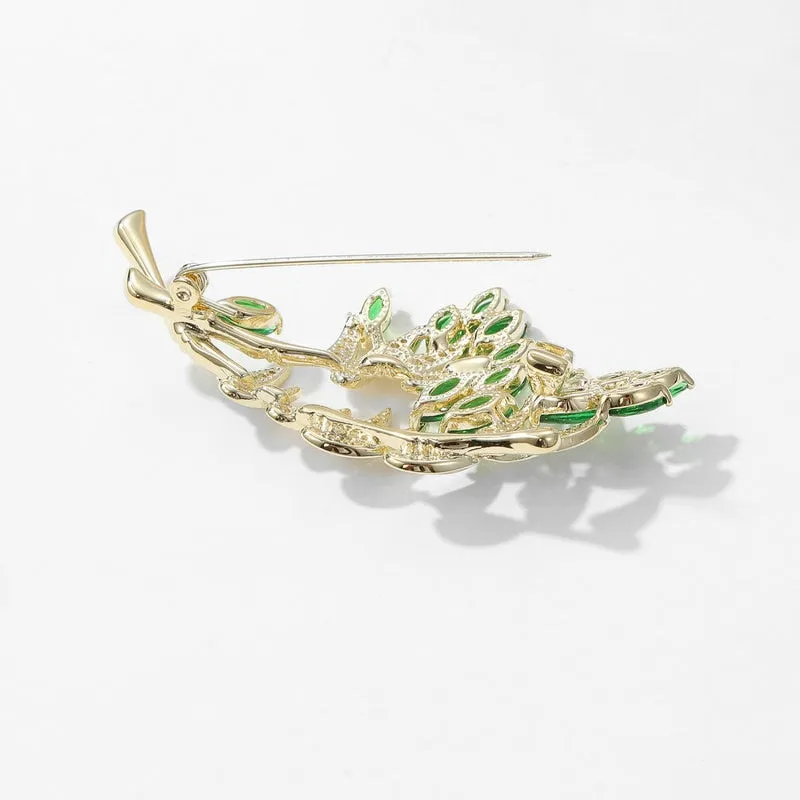 Copper Micro Inlaid Cubic Zirconia Bamboo Brooch Clothing Accessories