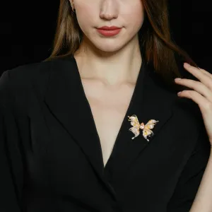 Copper Micro Inlaid Cubic Zirconia Butterfly Women Brooch
