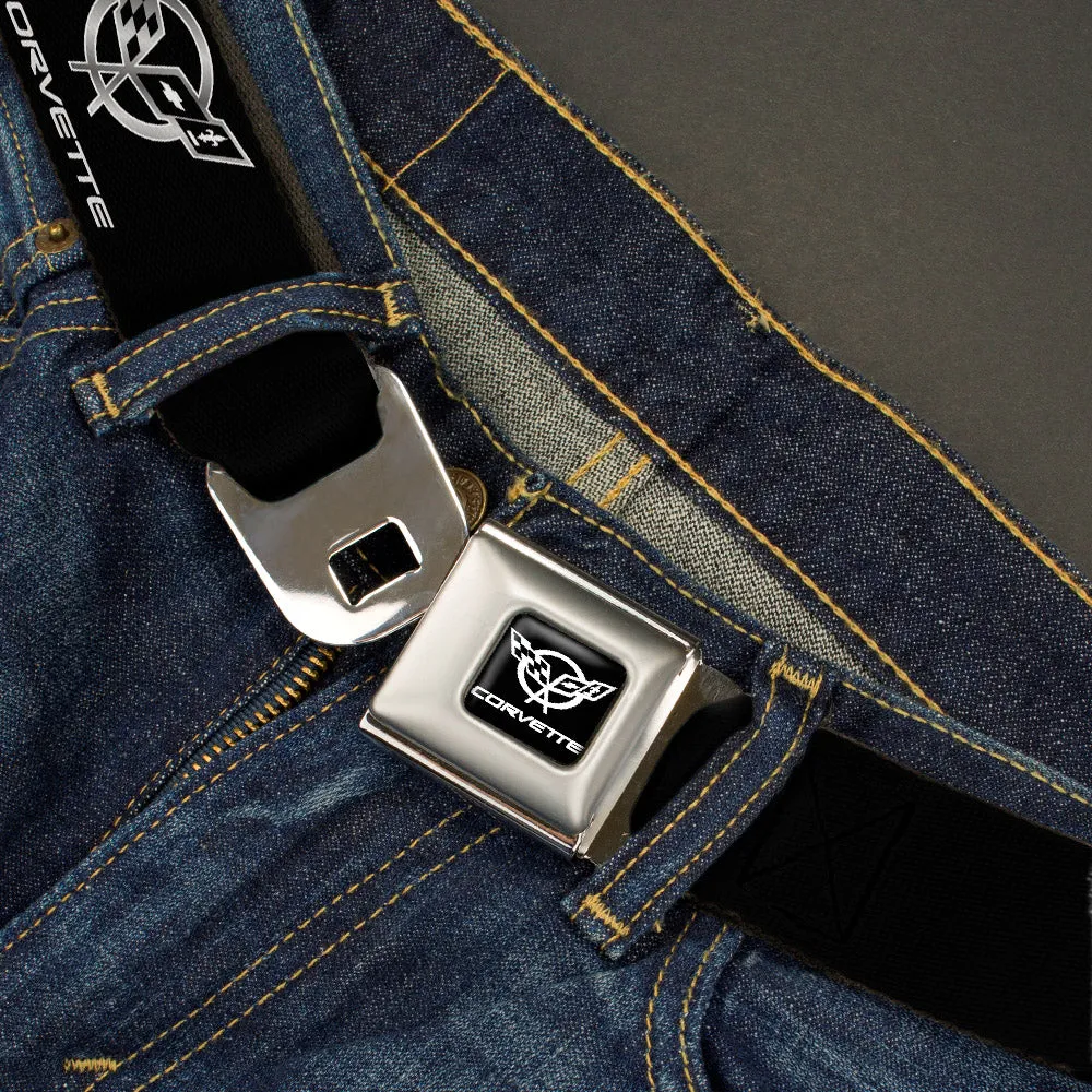 Corvette Seatbelt Belt - Corvette Black/Silver REPEAT Webbing