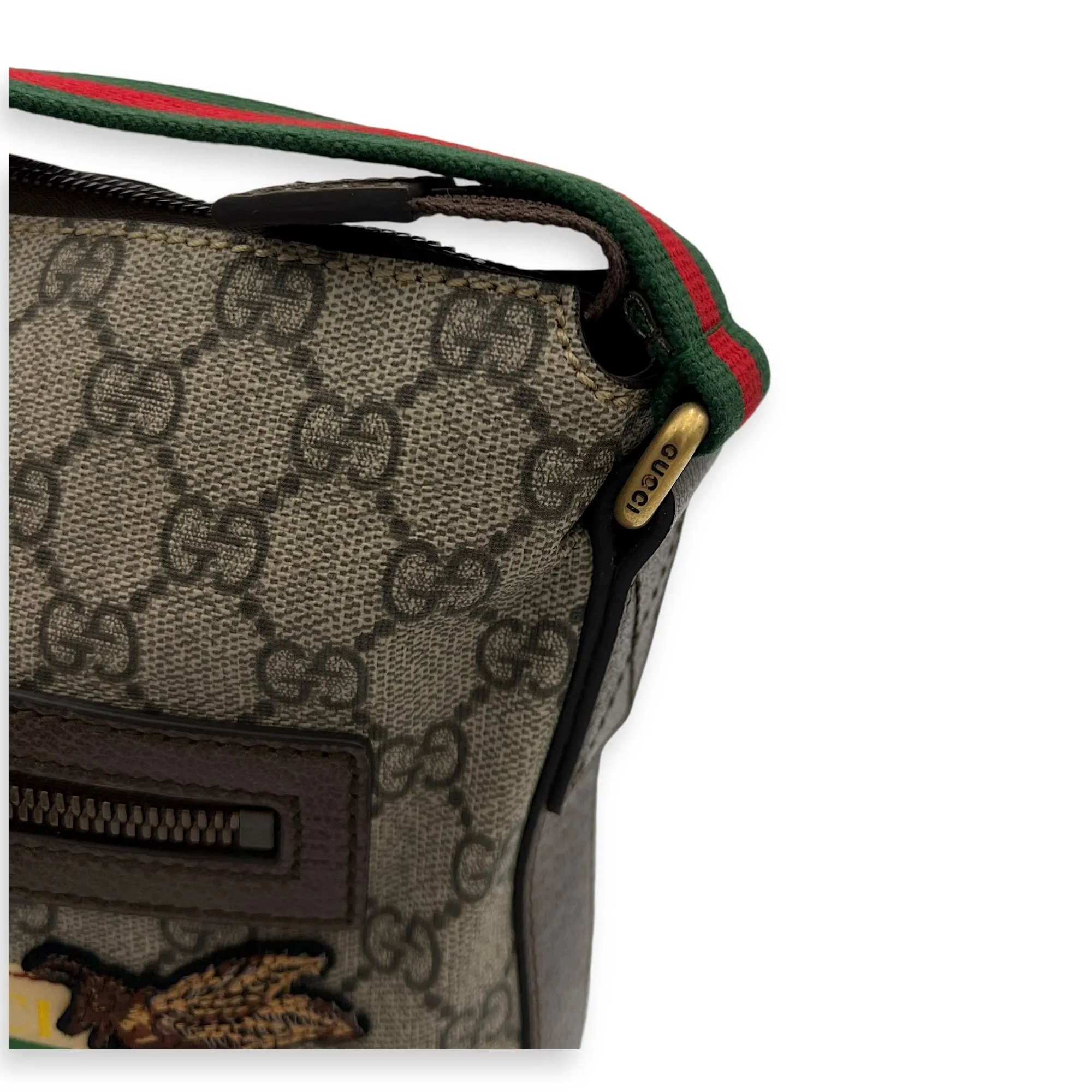 Courrier Beige Messenger bag in Coated Canvas, Gold hardware