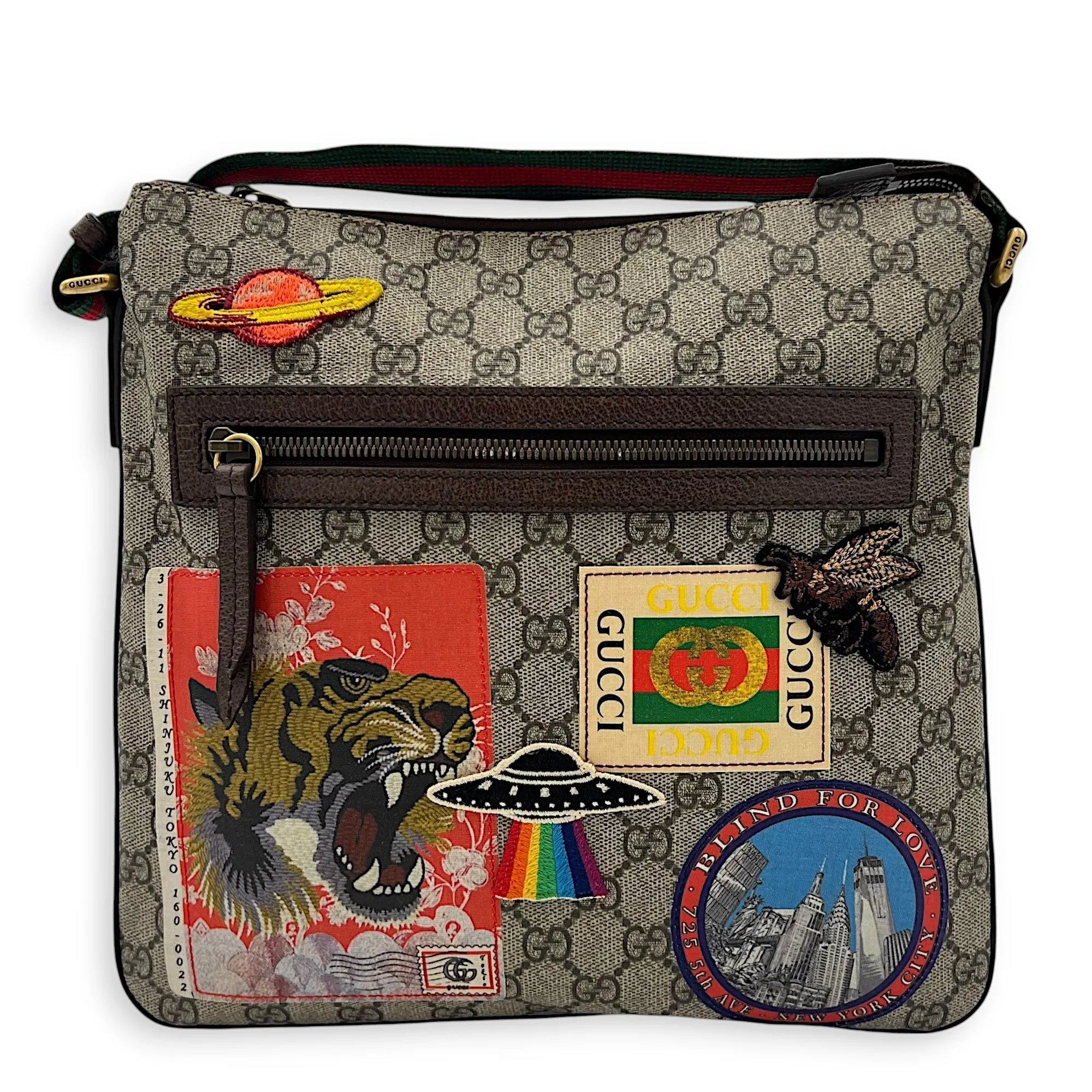Courrier Beige Messenger bag in Coated Canvas, Gold hardware