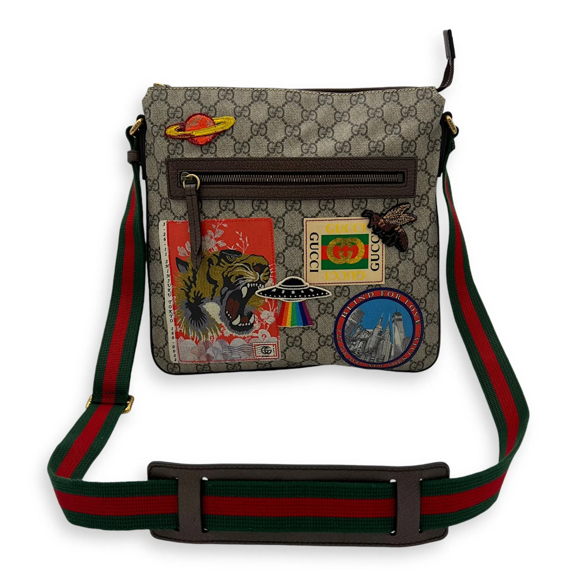 Courrier Beige Messenger bag in Coated Canvas, Gold hardware