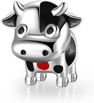 Cow Charm Bead 925 Sterling Silver Animals Charm Fit Women Bracelet,for Animal Lovers