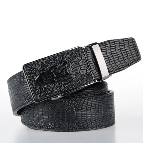 COWATHER 2017 top quality faux leather belts for men Crocodile pattern automatic buckle men belt cinto masculino original brand