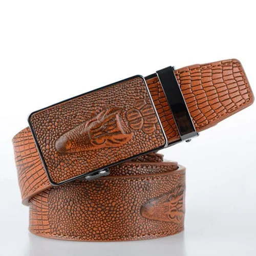 COWATHER 2017 top quality faux leather belts for men Crocodile pattern automatic buckle men belt cinto masculino original brand