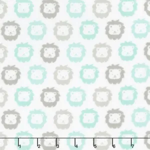Cozy Cotton Flannels - Mint Lions Yardage