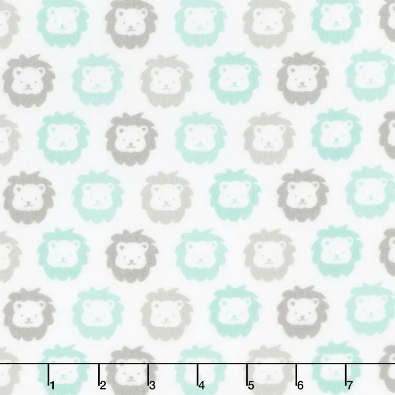 Cozy Cotton Flannels - Mint Lions Yardage